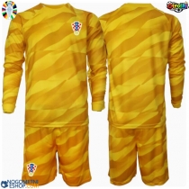 Otroški Nogometni dresi Hrvaška Vratar Domači EP 2024 Dolgi Rokav (+ Kratke hlače)